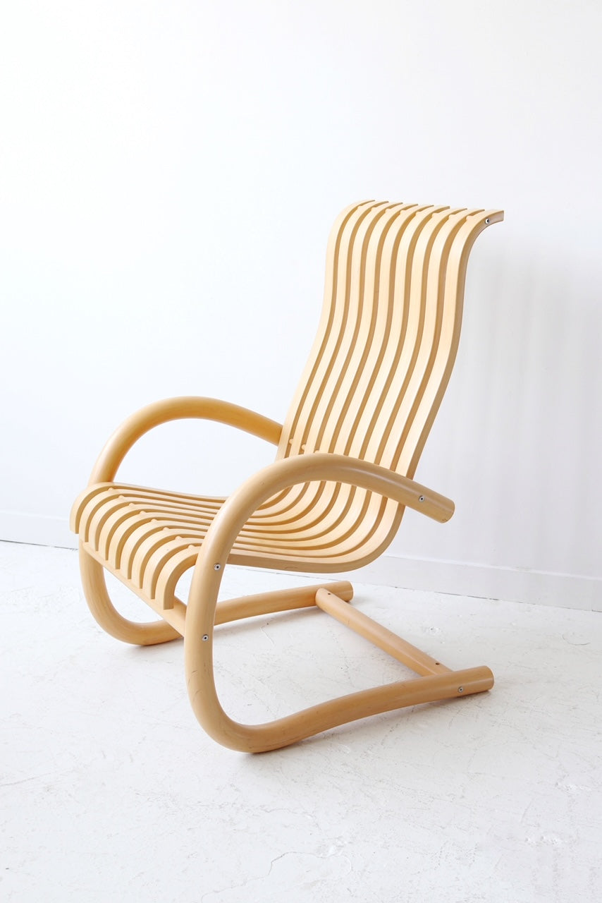 Sculptural Slatted Bentwood Lounge Chair