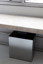Load image into Gallery viewer, Italian Chrome &amp; Travertine Console Table
