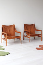 Load image into Gallery viewer, Suede &amp; Teak Lounge Chairs By Hans Olsen
