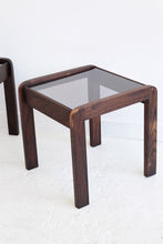 Load image into Gallery viewer, Wood &amp; Smoked Glass Side Tables
