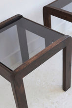 Load image into Gallery viewer, Wood &amp; Smoked Glass Side Tables
