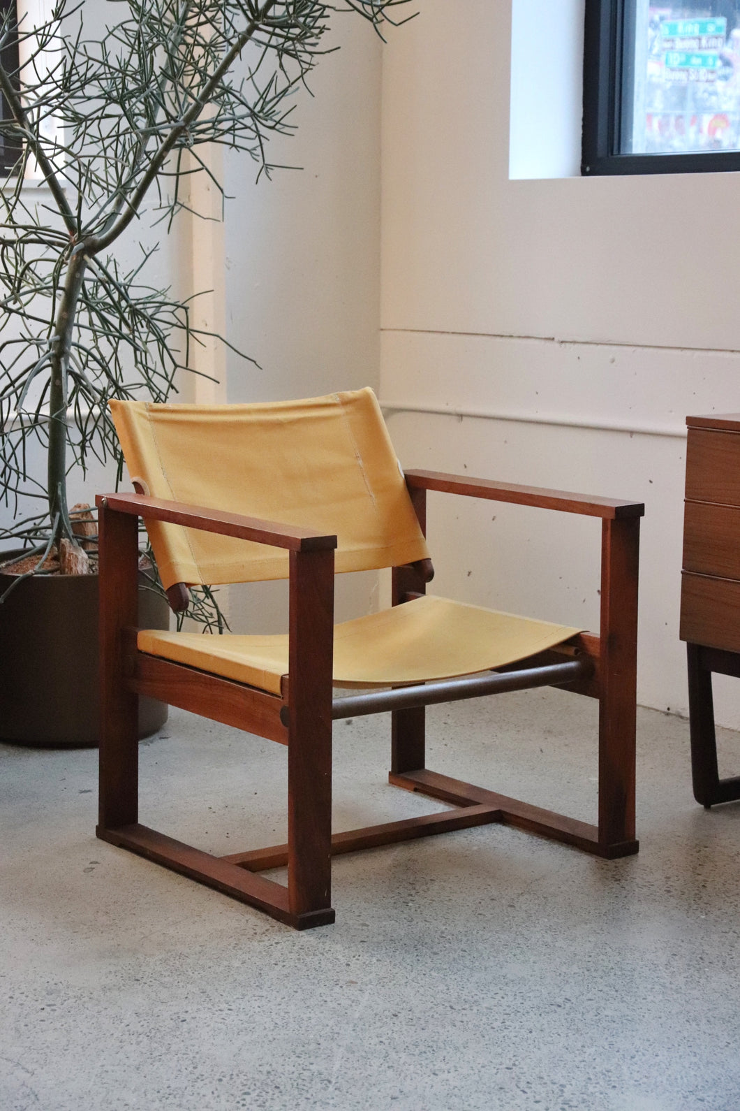 Mid Century Yellow Canvas Chair