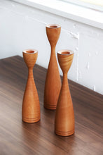 Load image into Gallery viewer, Sculptural Wood Candle Holder Set
