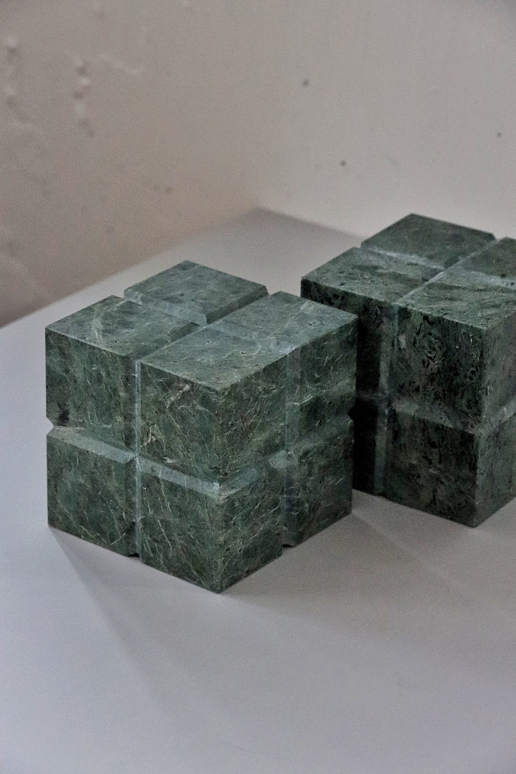 Green Marble Cube Bookends